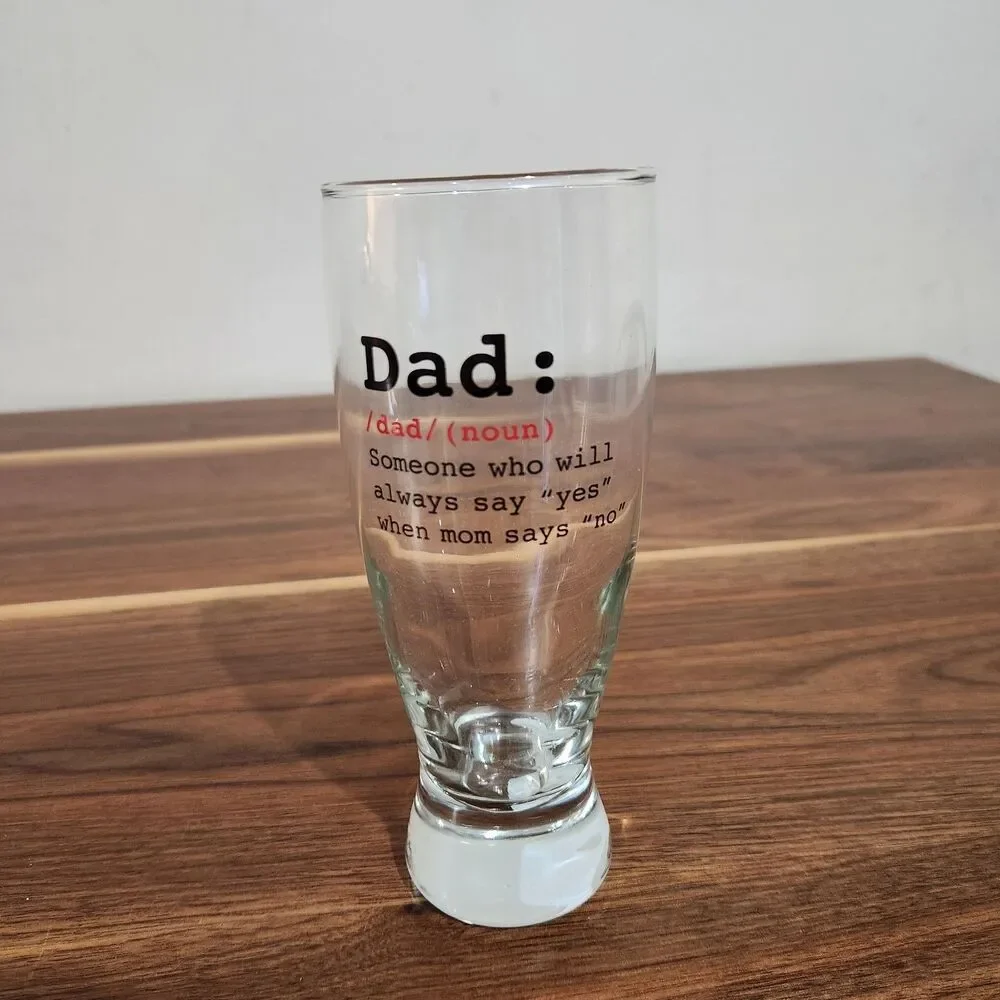 Dad Defintion Funny Fathers Day Gift  14.5 oz Beer Pilsner Glass Gag Gift